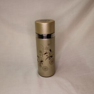 Starbucks 2009 YiXing Clay Lined Gold Floral Travel Thermos 10oz